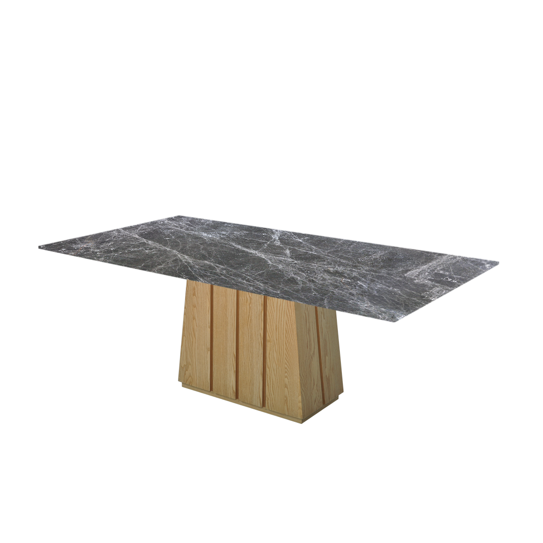 7ft Rectangular Hermes Grey Natural Marble Dining Table