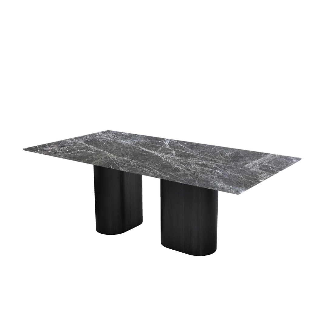 7ft Rectangular Hermes Grey Natural Marble Dining Table