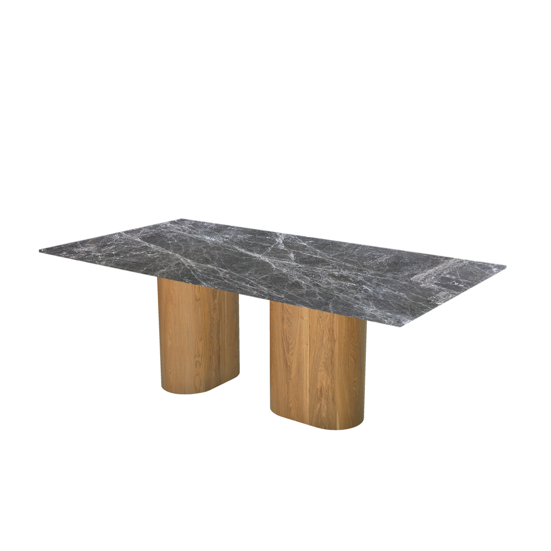7ft Rectangular Hermes Grey Natural Marble Dining Table