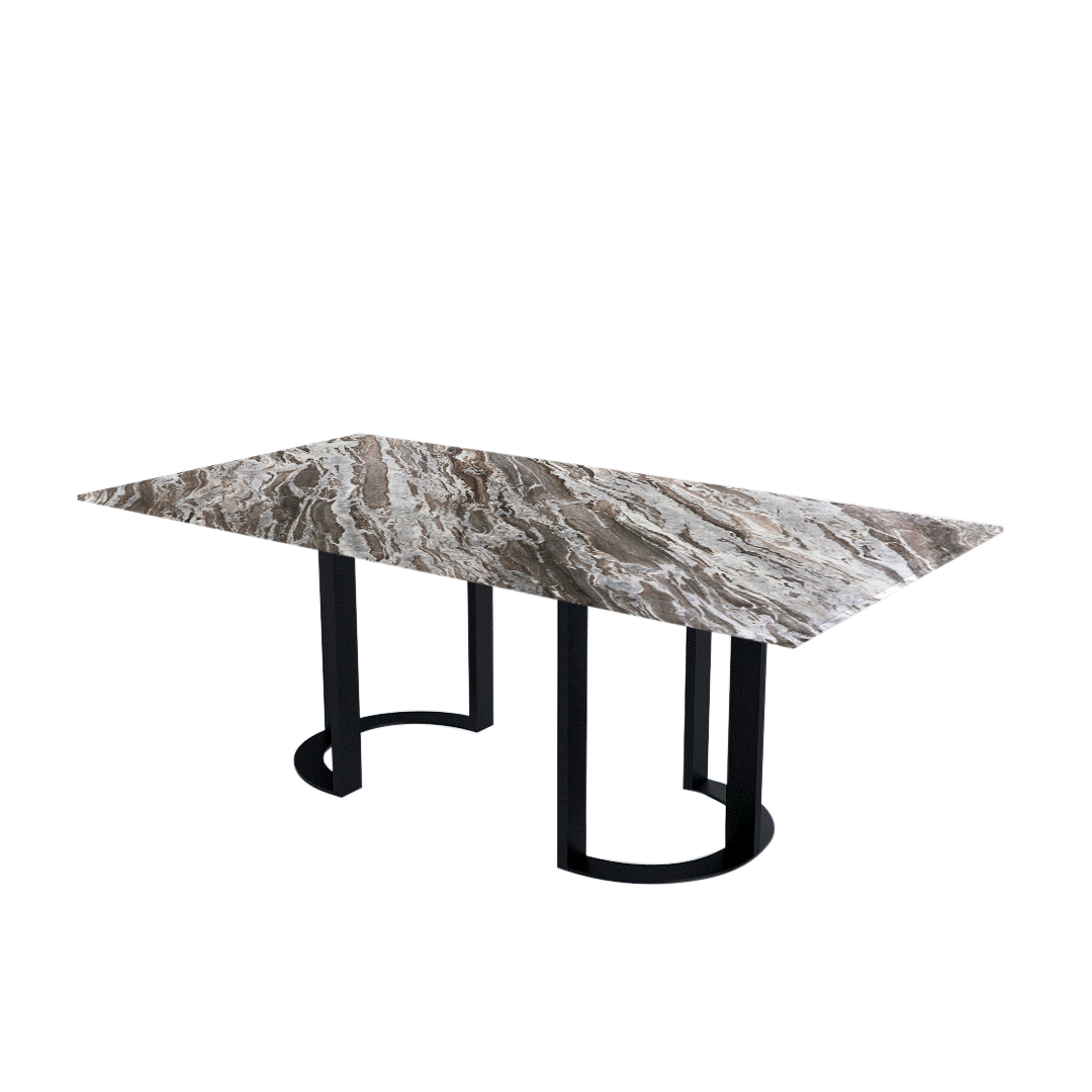 7ft Rectangular Toronto Brown Natural Marble Dining Table