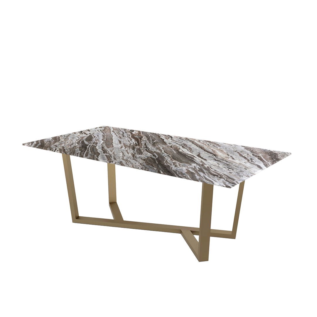 7ft Rectangular Toronto Brown Natural Marble Dining Table