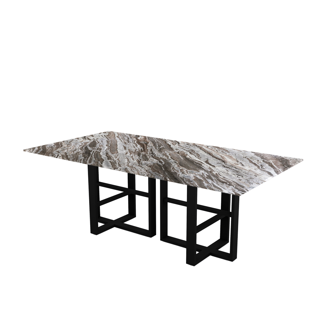 7ft Rectangular Toronto Brown Natural Marble Dining Table