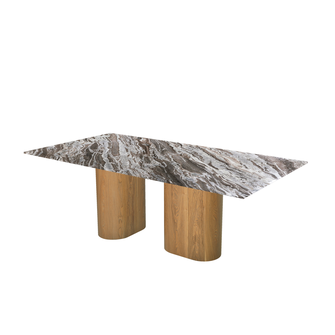 7ft Rectangular Toronto Brown Natural Marble Dining Table