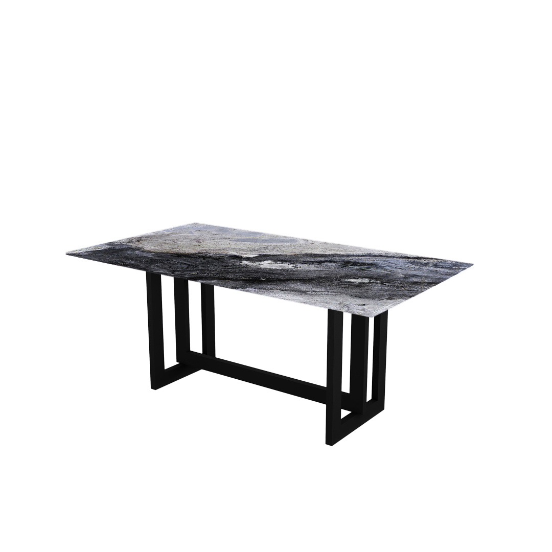 6ft Rectangular Cristallo Blue Natural Marble Dining Table