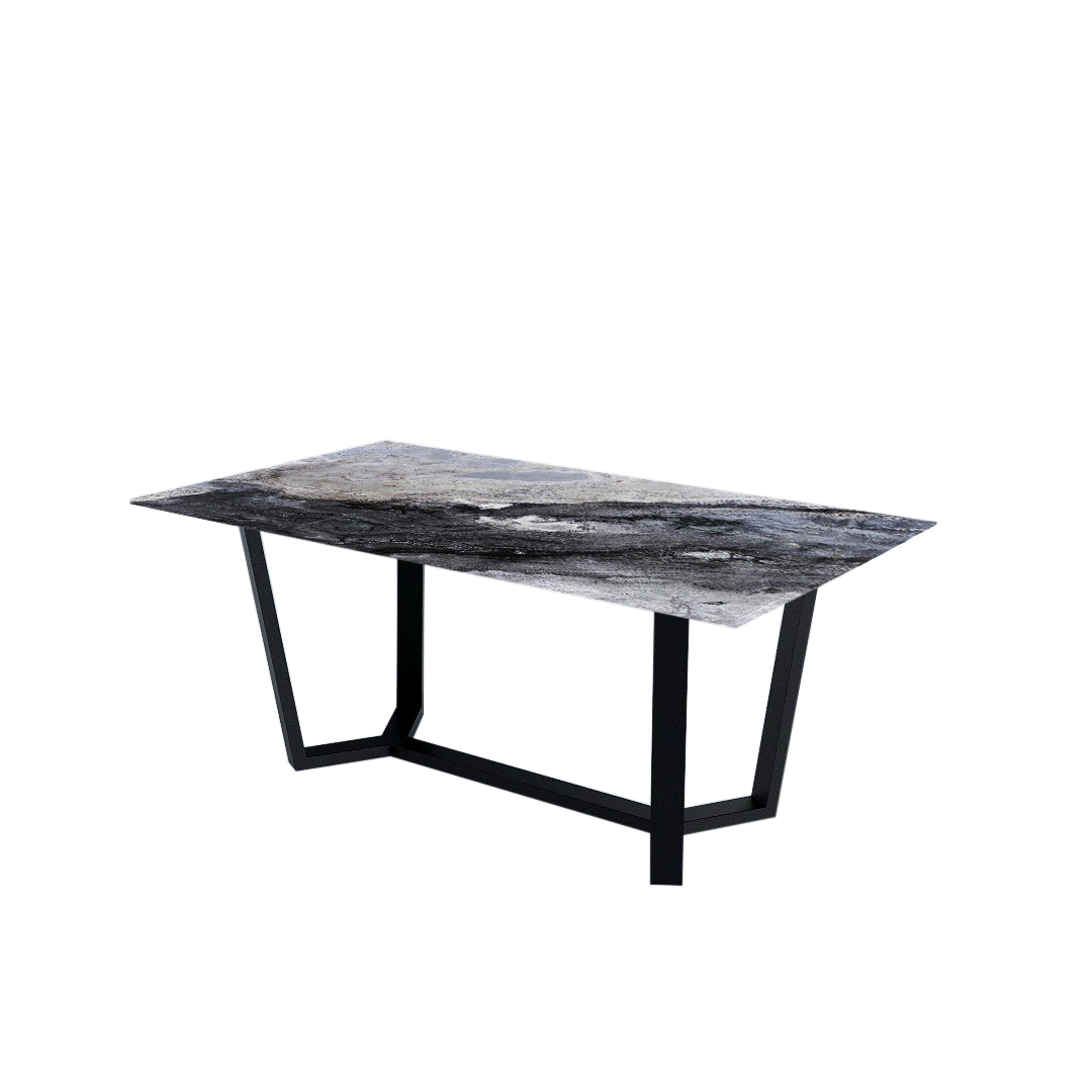 6ft Rectangular Cristallo Blue Natural Marble Dining Table