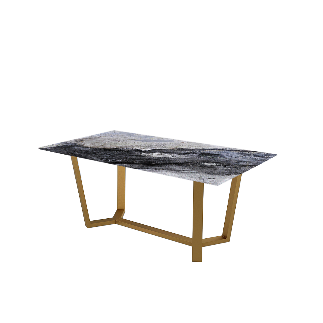 6ft Rectangular Cristallo Blue Natural Marble Dining Table