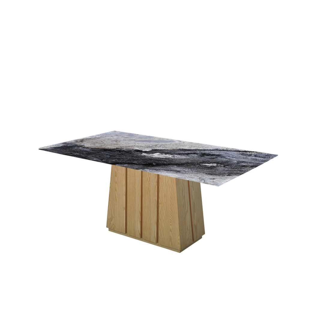 6ft Rectangular Cristallo Blue Natural Marble Dining Table