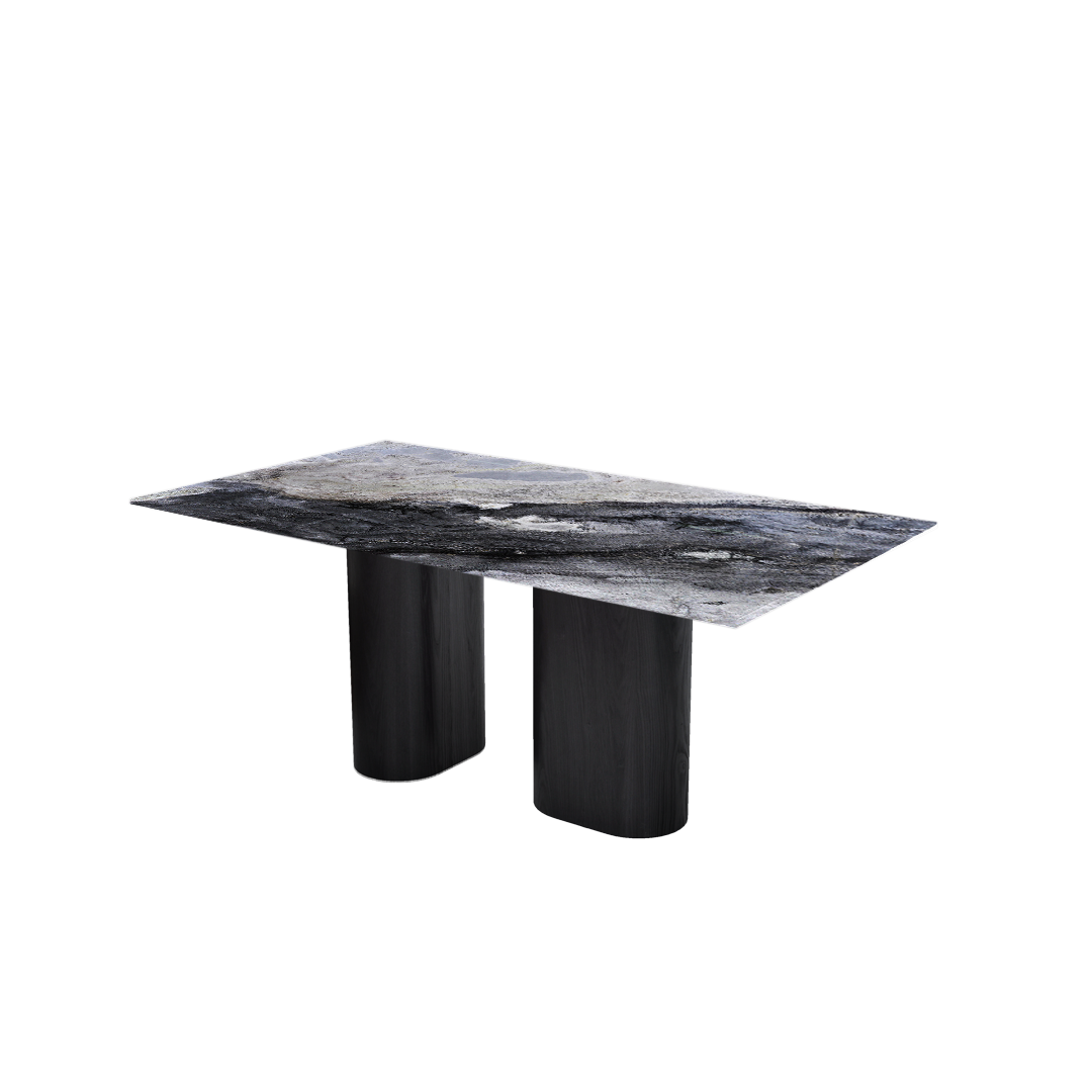 6ft Rectangular Cristallo Blue Natural Marble Dining Table
