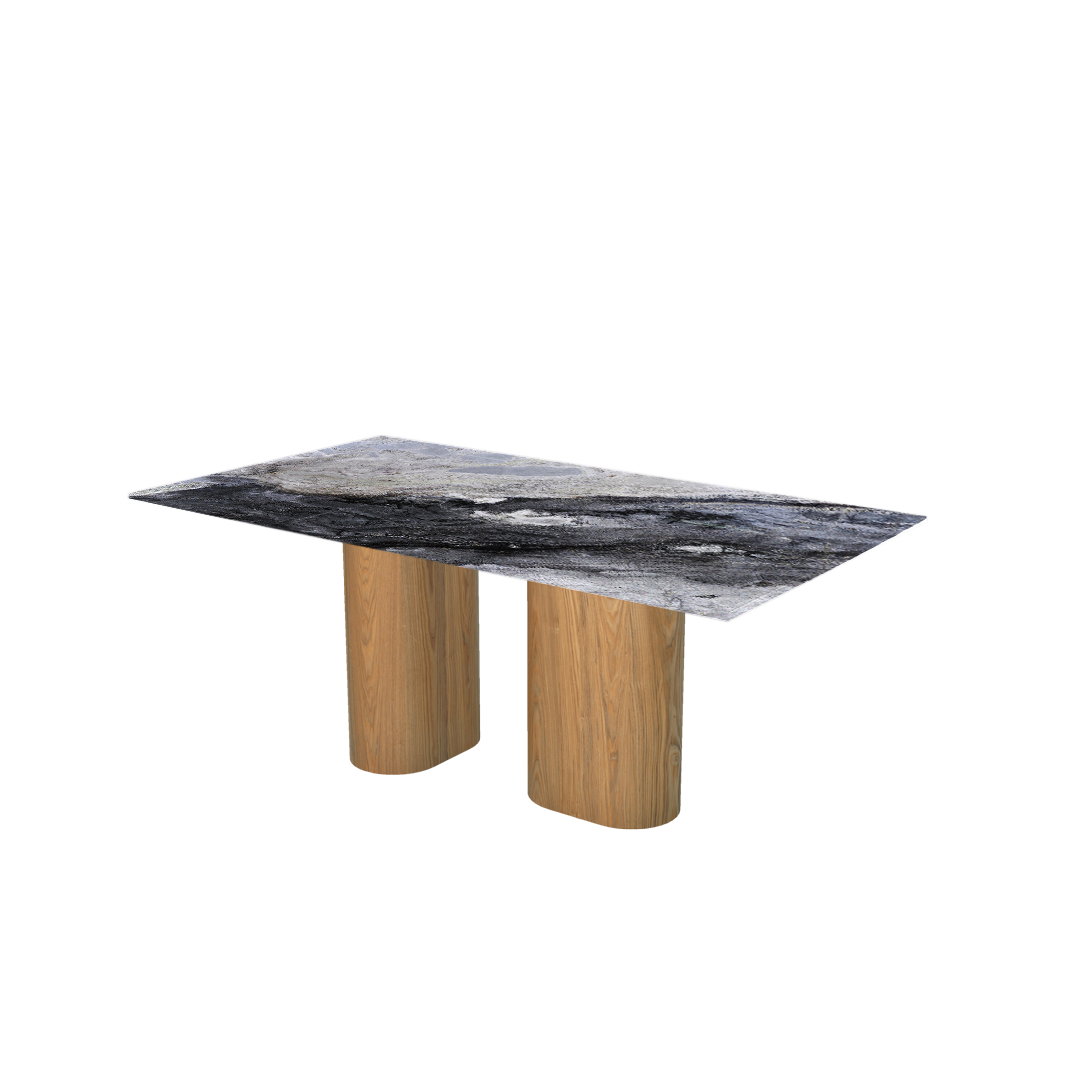 6ft Rectangular Cristallo Blue Natural Marble Dining Table