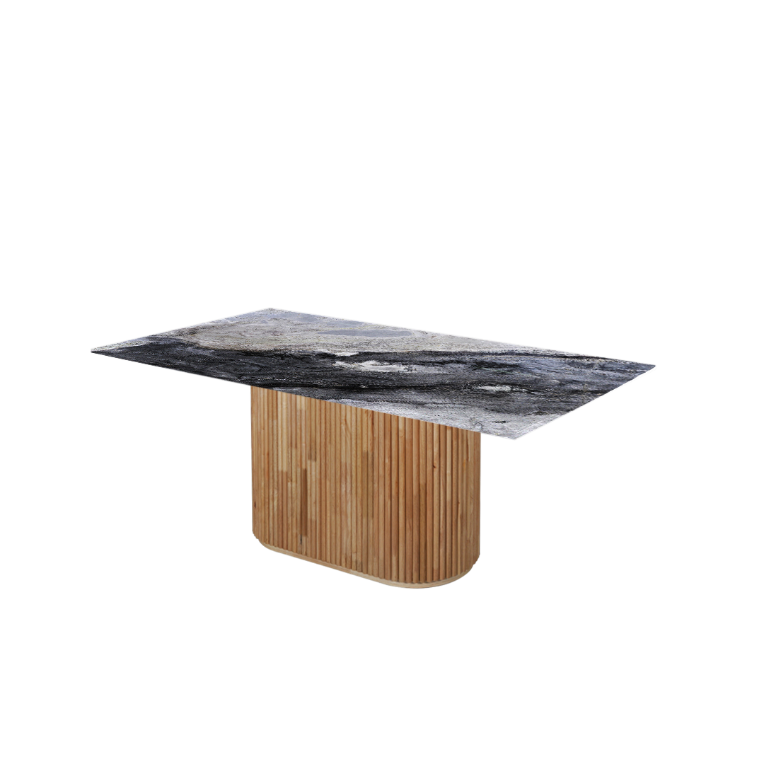 6ft Rectangular Cristallo Blue Natural Marble Dining Table
