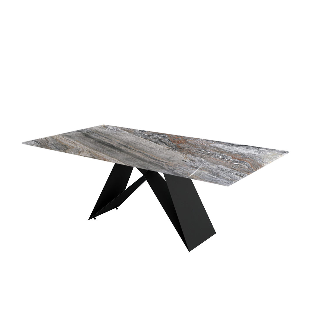 7ft Rectangular Venice Brown Natural Marble Dining Table