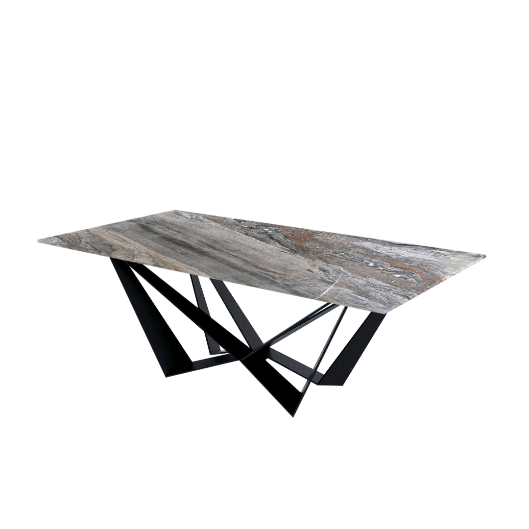 7ft Rectangular Venice Brown Natural Marble Dining Table