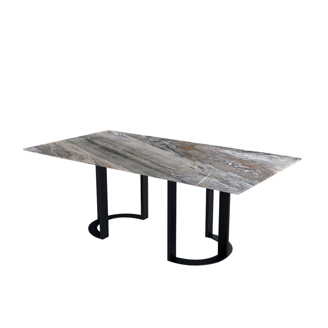 7ft Rectangular Venice Brown Natural Marble Dining Table