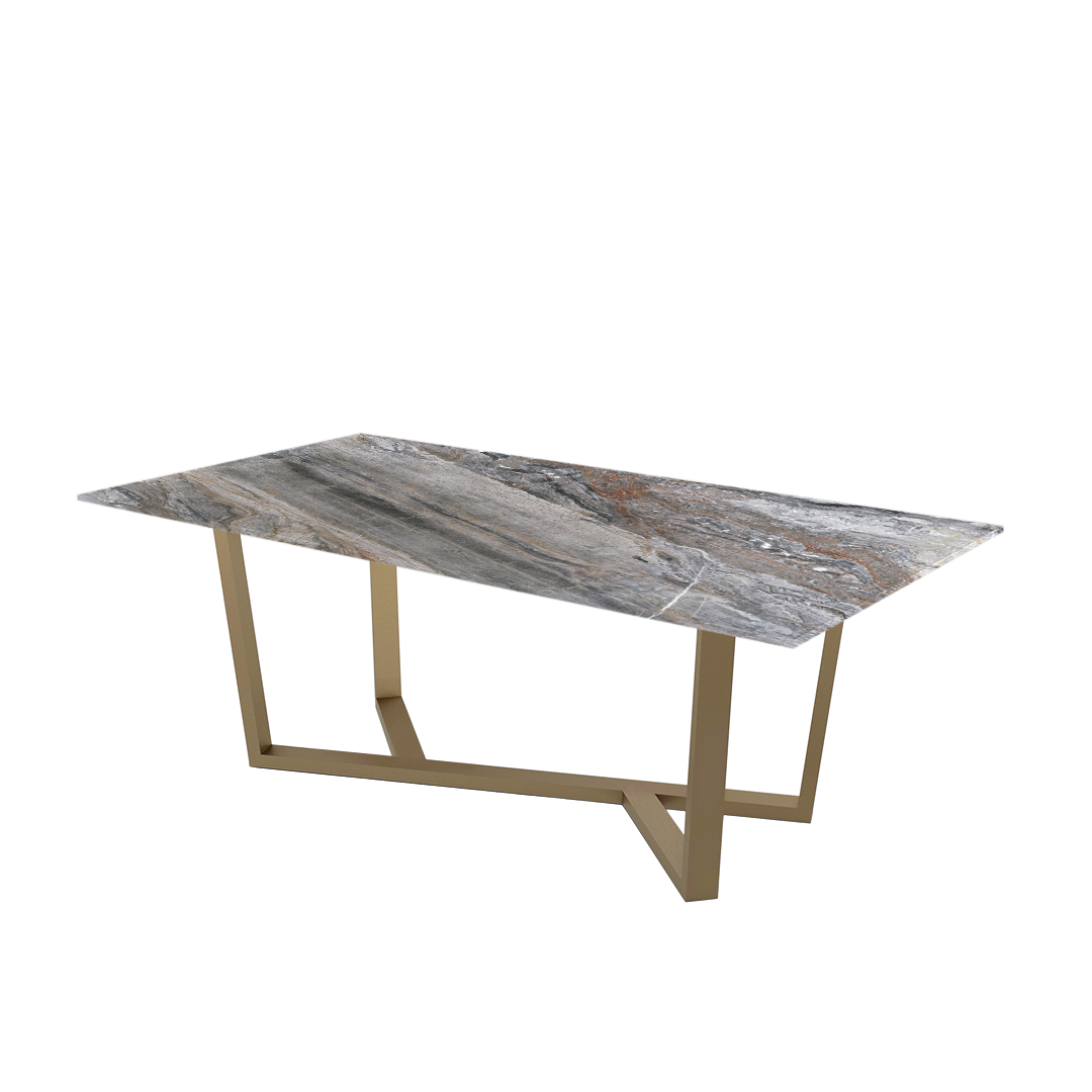 7ft Rectangular Venice Brown Natural Marble Dining Table