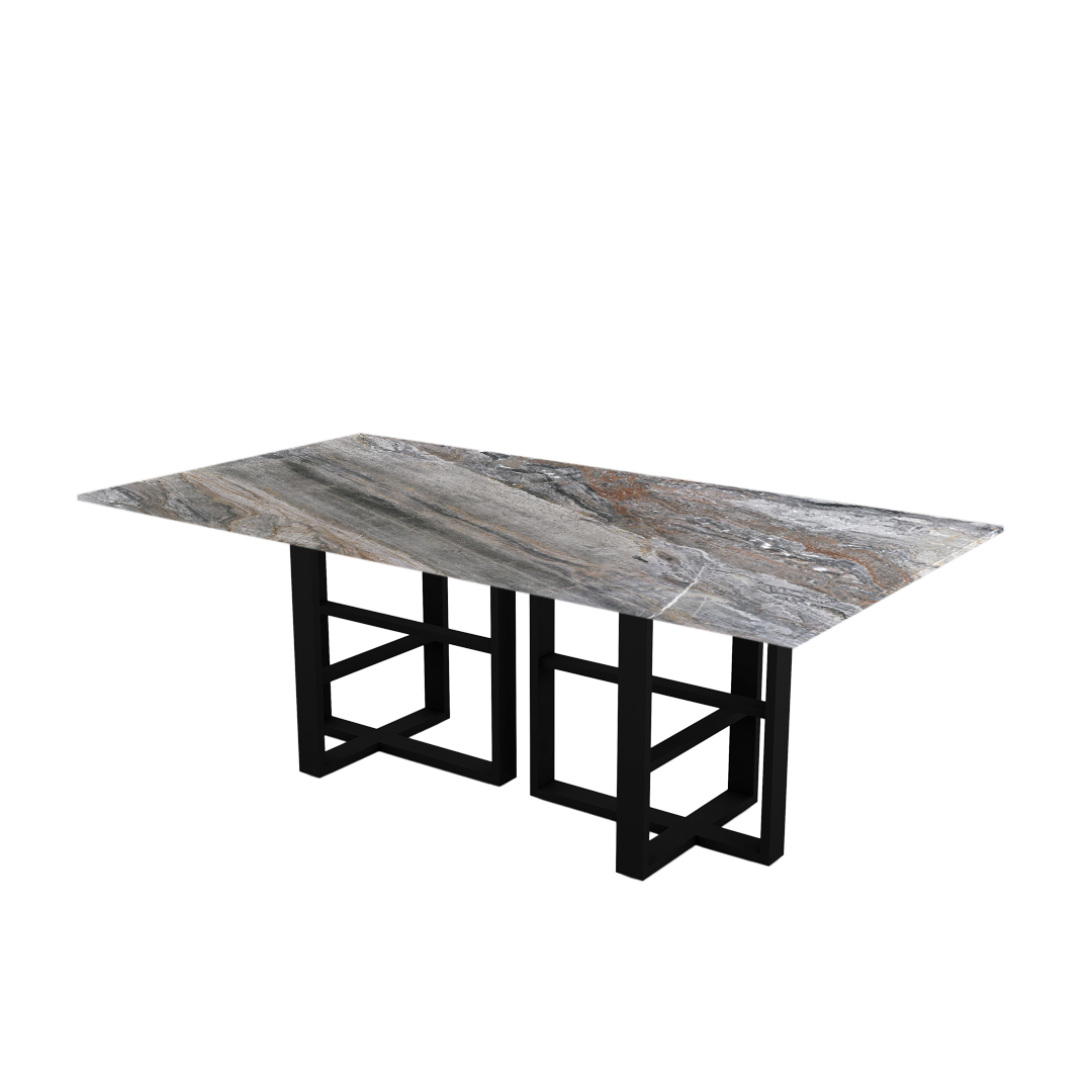 7ft Rectangular Venice Brown Natural Marble Dining Table