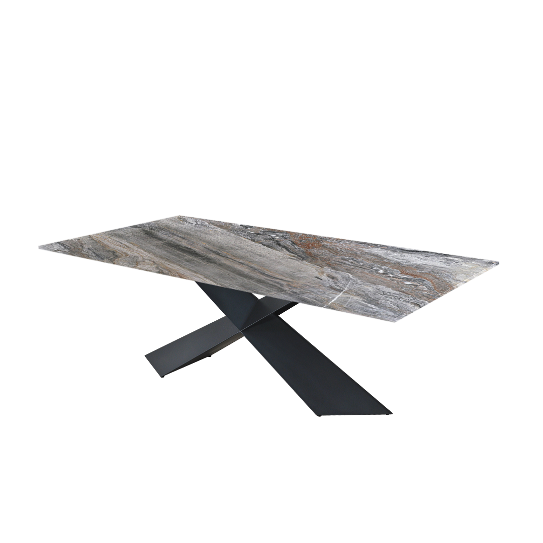 7ft Rectangular Venice Brown Natural Marble Dining Table