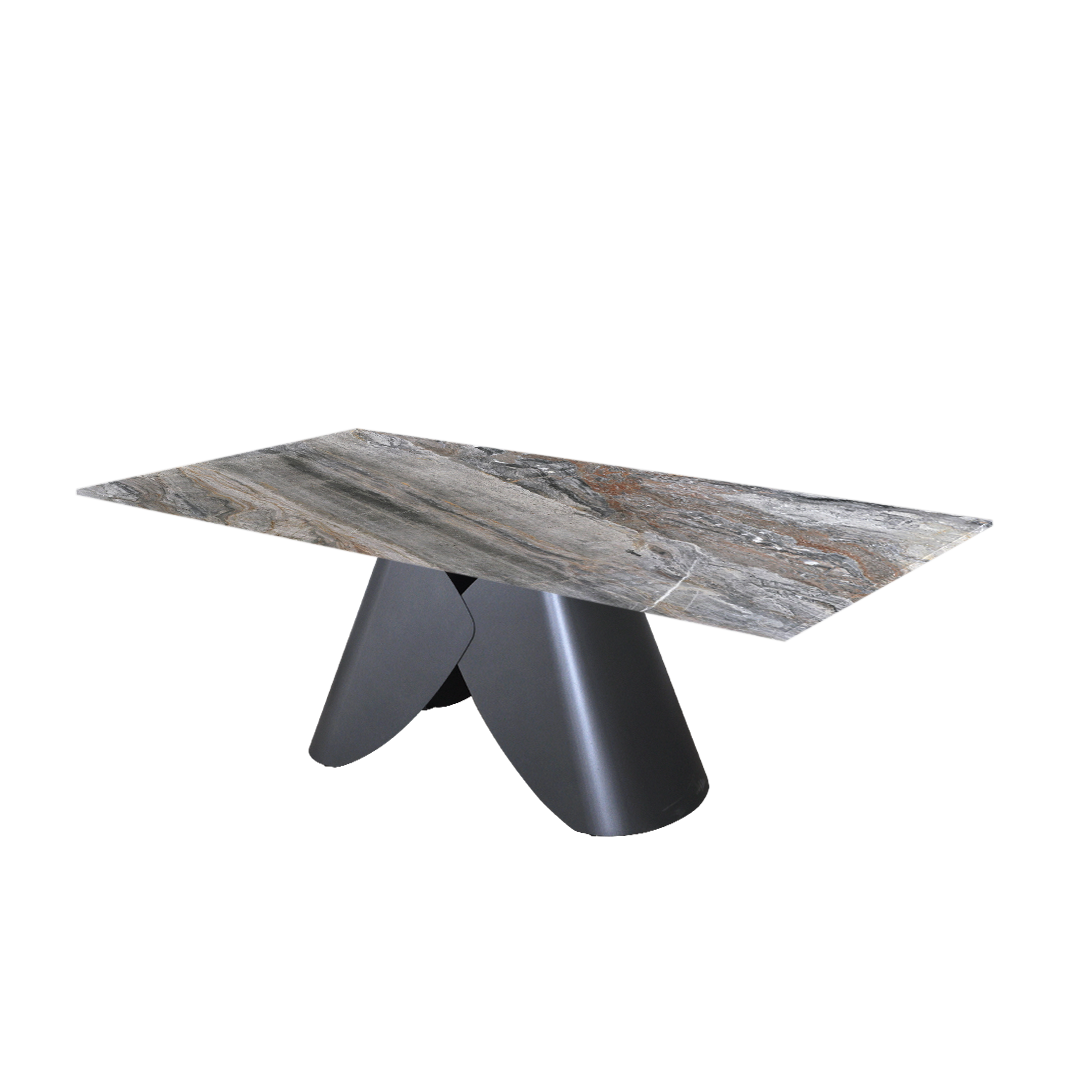 7ft Rectangular Venice Brown Natural Marble Dining Table