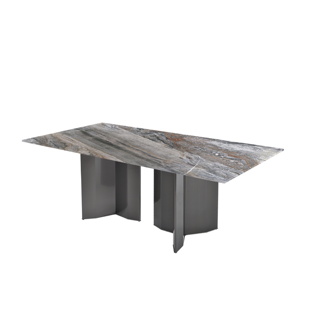 7ft Rectangular Venice Brown Natural Marble Dining Table