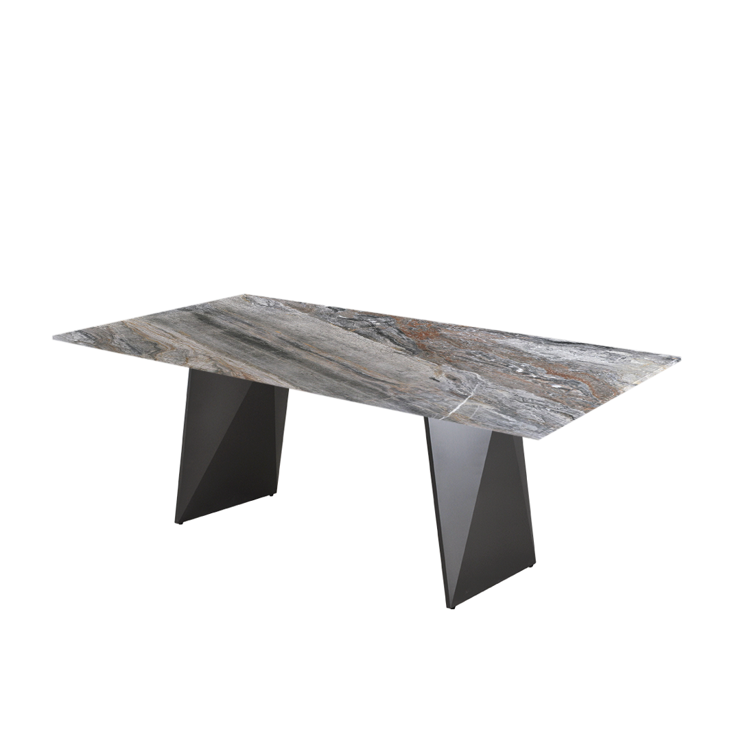 7ft Rectangular Venice Brown Natural Marble Dining Table