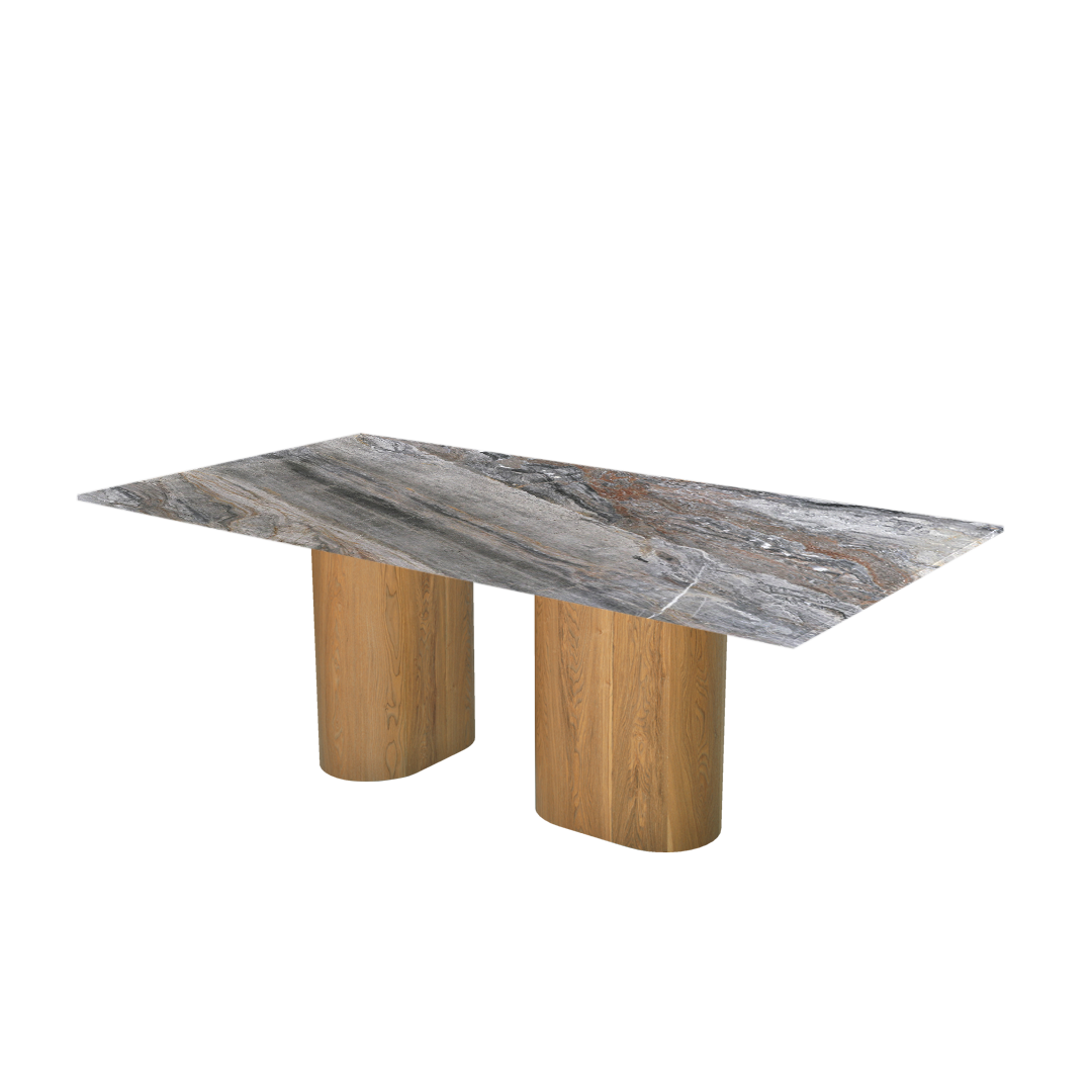 7ft Rectangular Venice Brown Natural Marble Dining Table