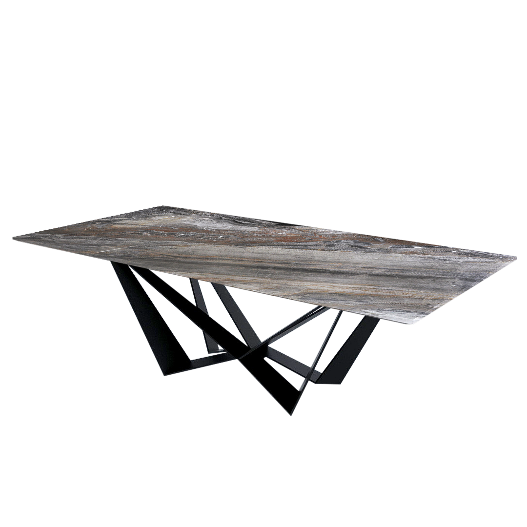8ft Rectangular Venice Brown Natural Marble Dining Table