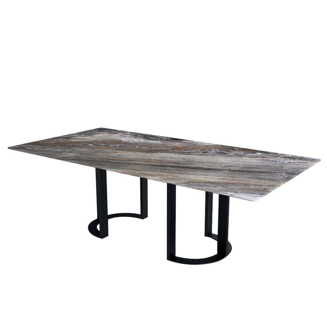 8ft Rectangular Venice Brown Natural Marble Dining Table