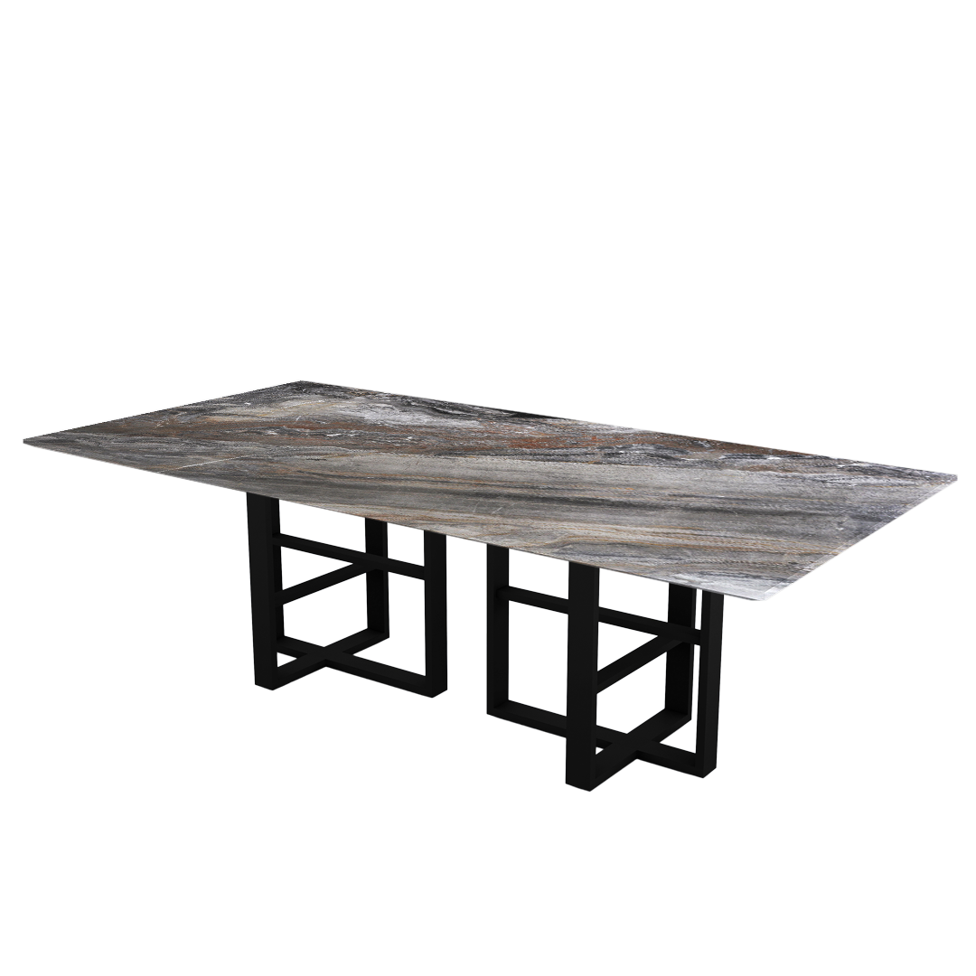 8ft Rectangular Venice Brown Natural Marble Dining Table