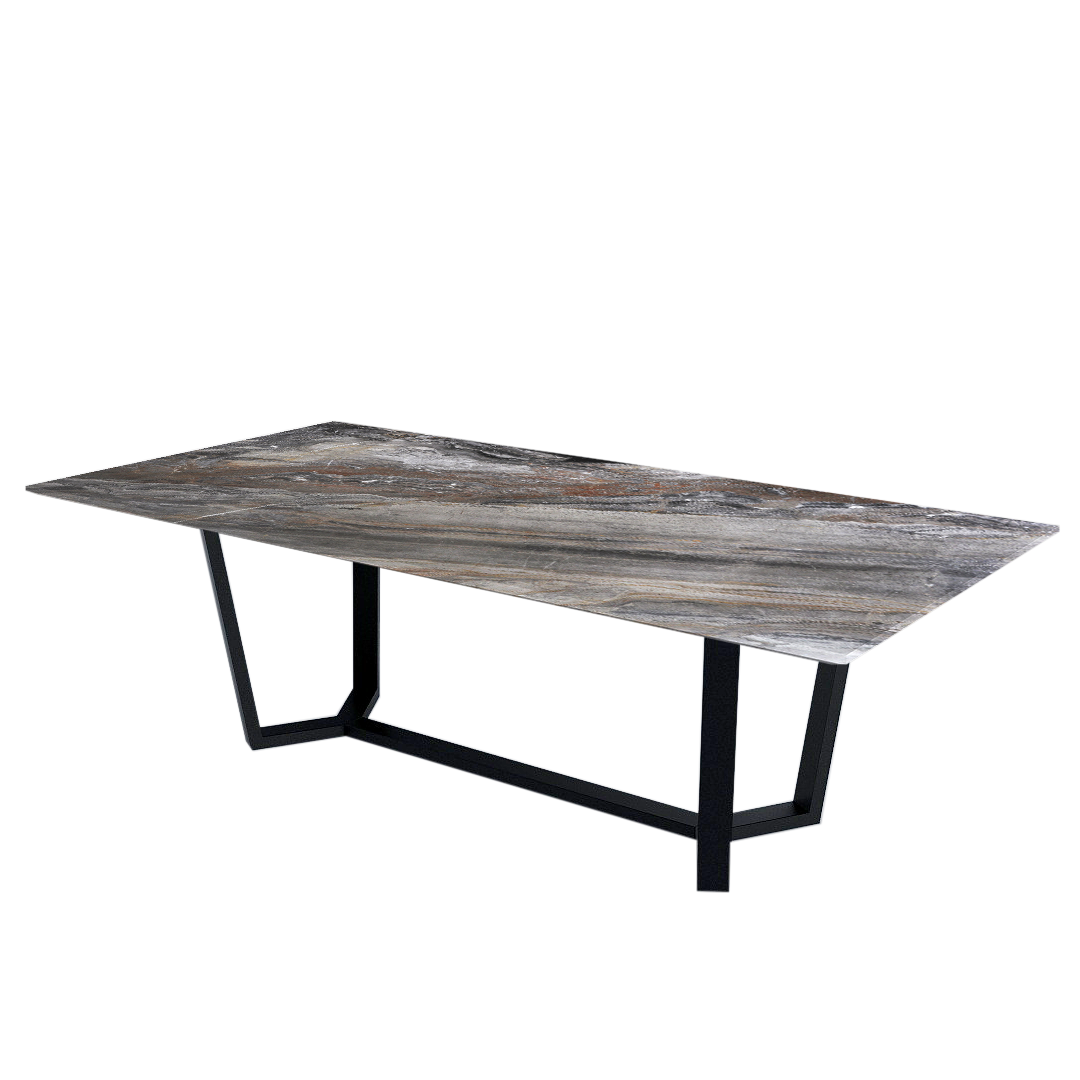 8ft Rectangular Venice Brown Natural Marble Dining Table
