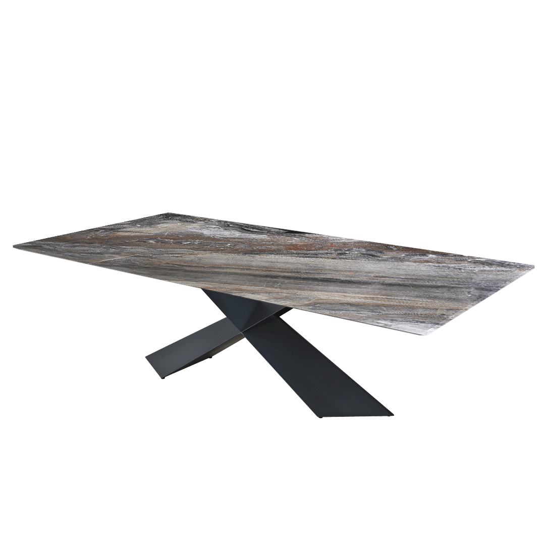 8ft Rectangular Venice Brown Natural Marble Dining Table