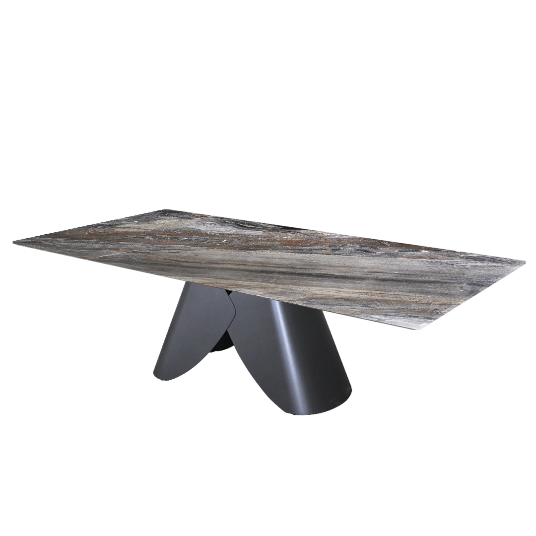 8ft Rectangular Venice Brown Natural Marble Dining Table