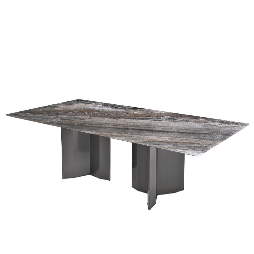 8ft Rectangular Venice Brown Natural Marble Dining Table