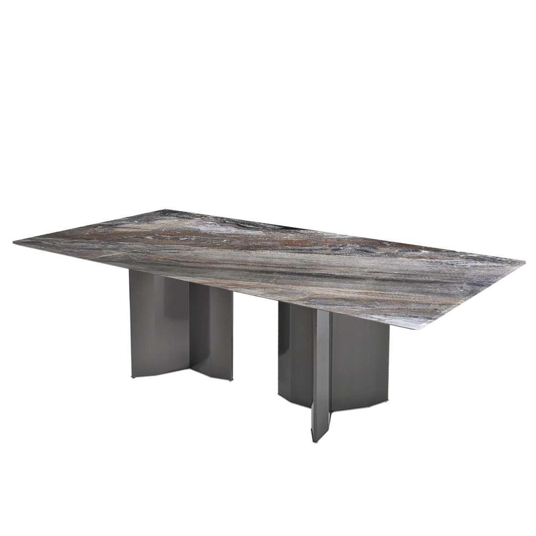 8ft Rectangular Venice Brown Natural Marble Dining Table