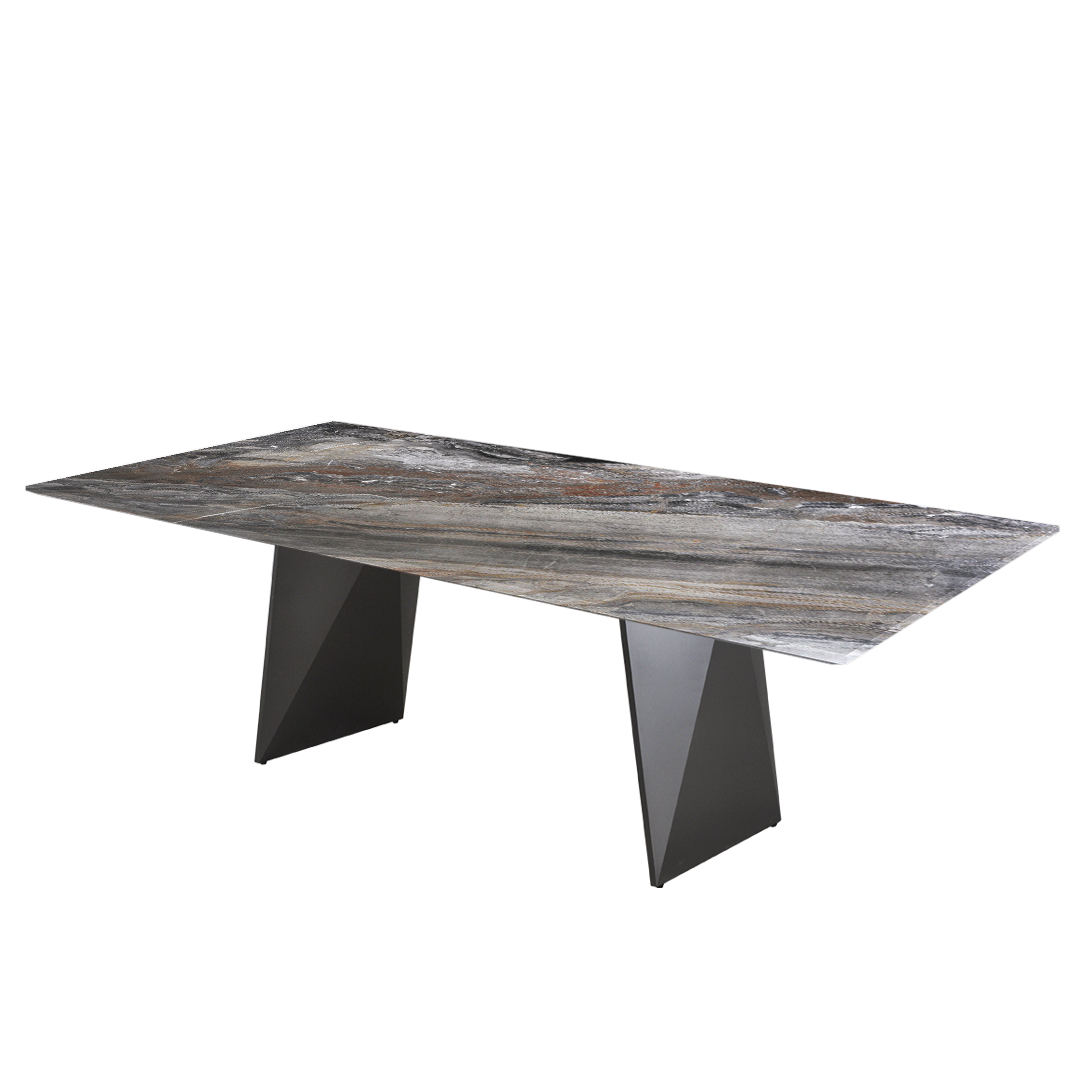 8ft Rectangular Venice Brown Natural Marble Dining Table