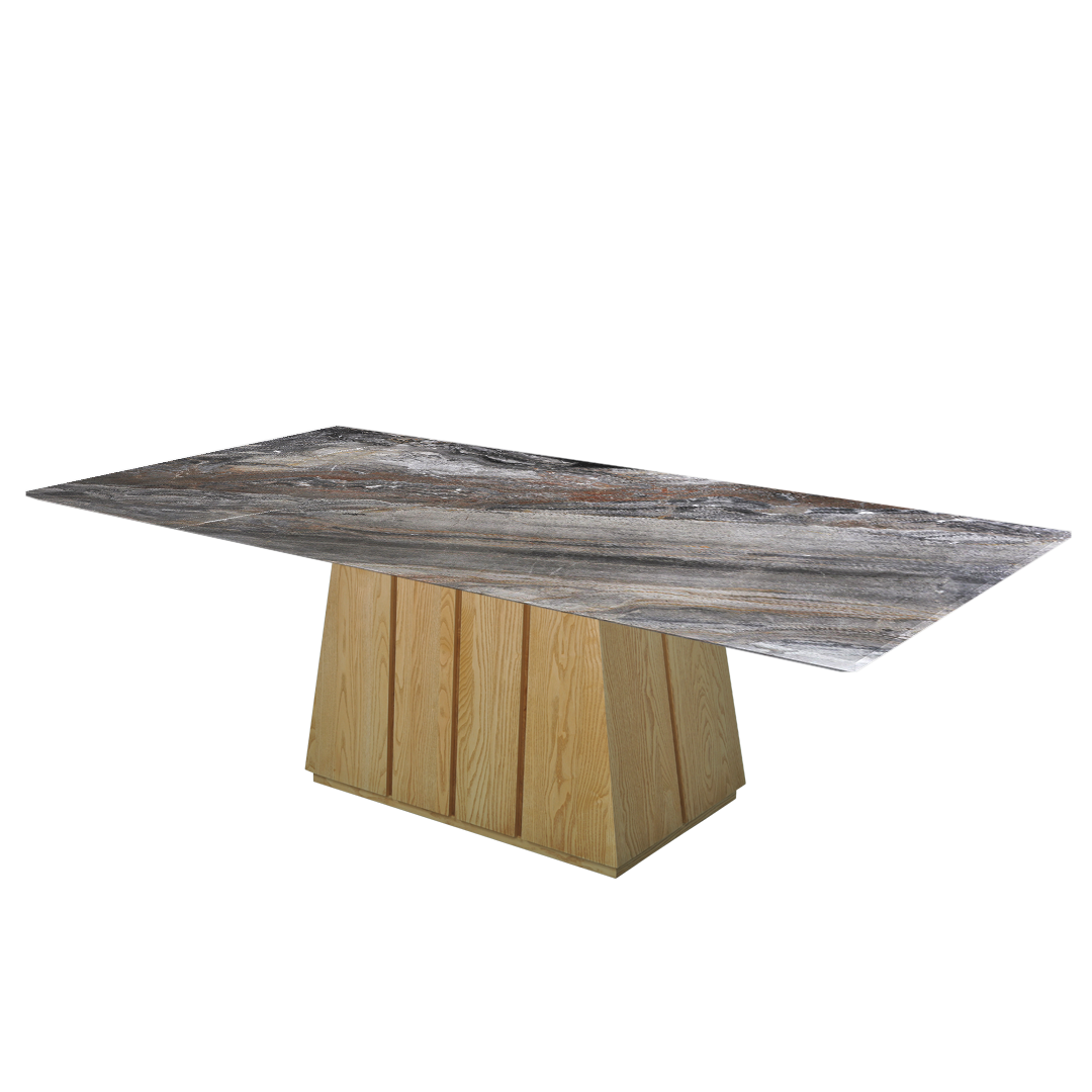 8ft Rectangular Venice Brown Natural Marble Dining Table