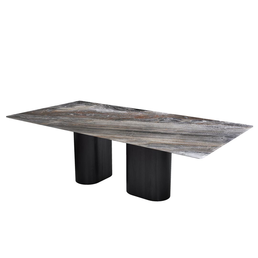 8ft Rectangular Venice Brown Natural Marble Dining Table
