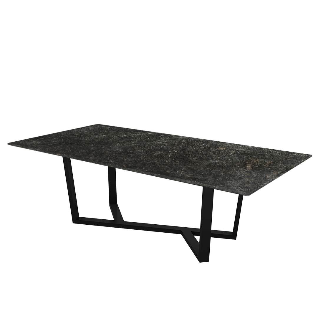8ft Rectangular Platinum Diamond Natural Marble Dining Table