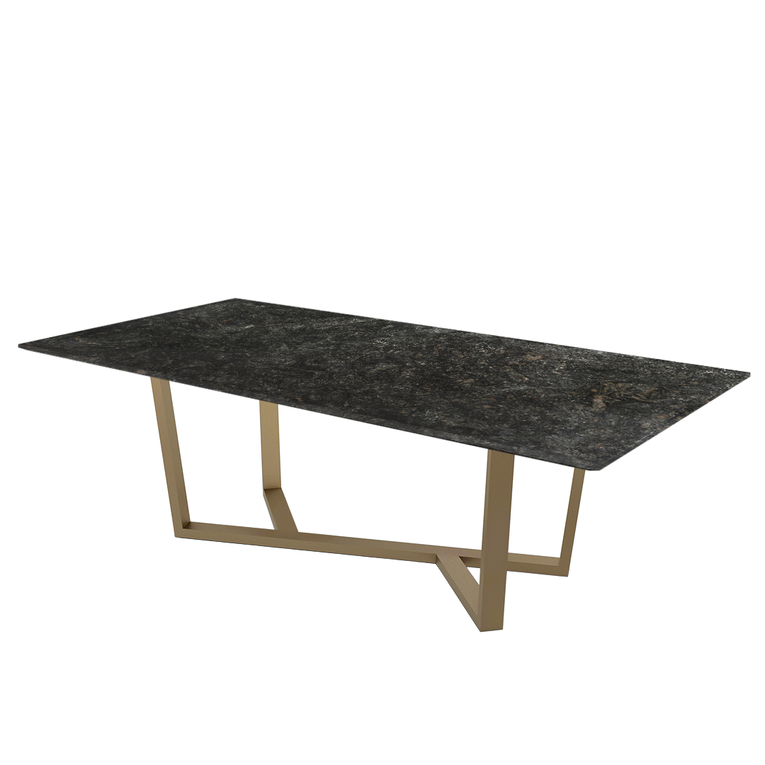 8ft Rectangular Platinum Diamond Natural Marble Dining Table