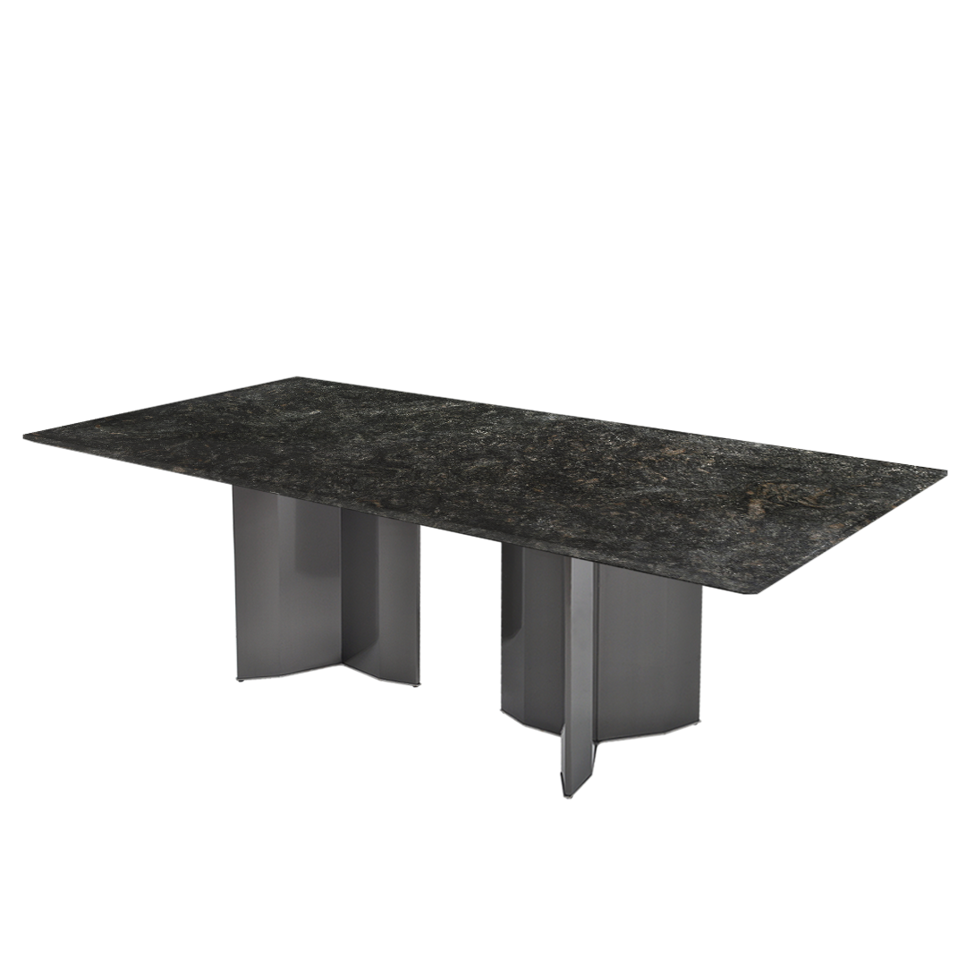 8ft Rectangular Platinum Diamond Natural Marble Dining Table
