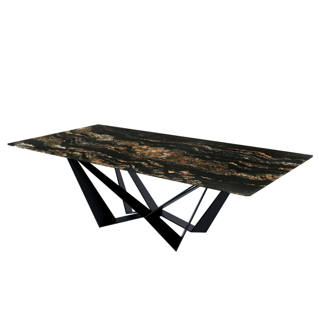 8ft Rectangular Black Taurus Natural Marble Dining Table