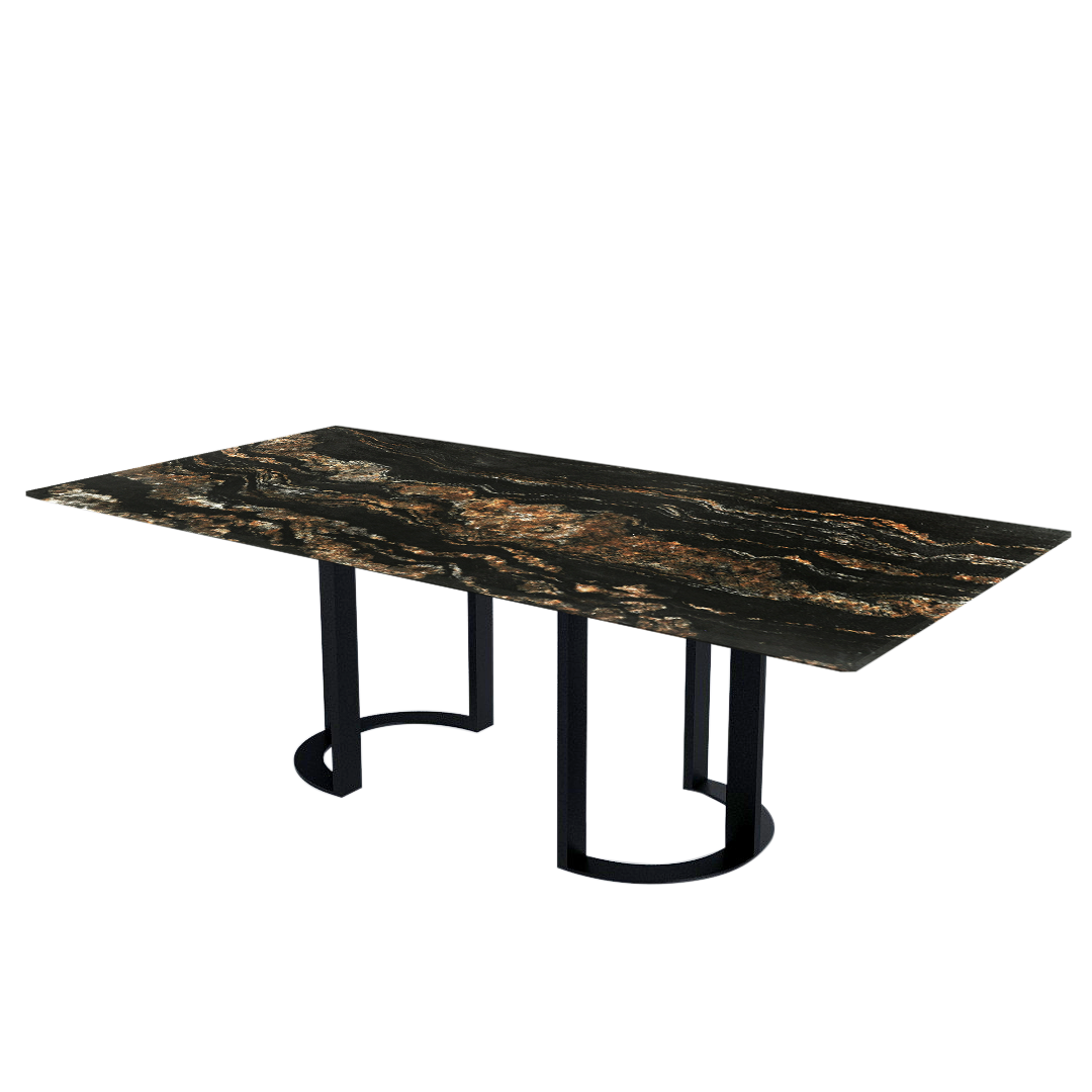 8ft Rectangular Black Taurus Natural Marble Dining Table