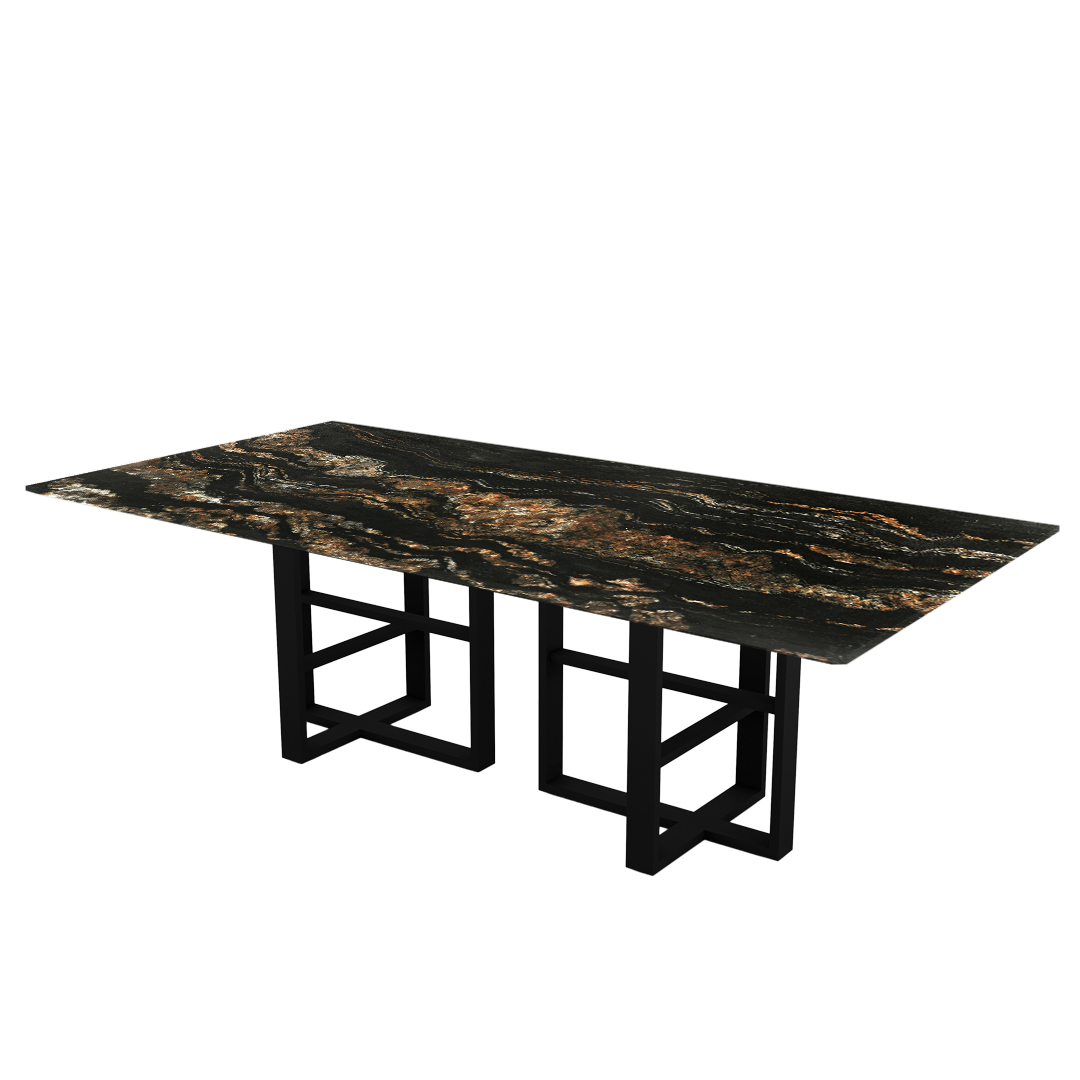 8ft Rectangular Black Taurus Natural Marble Dining Table