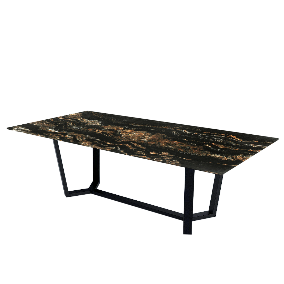 8ft Rectangular Black Taurus Natural Marble Dining Table