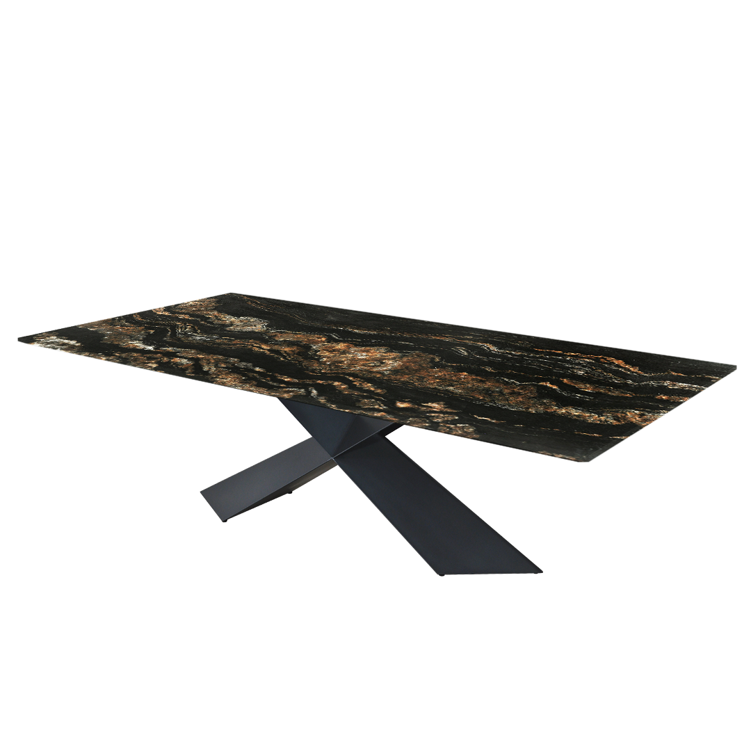 8ft Rectangular Black Taurus Natural Marble Dining Table