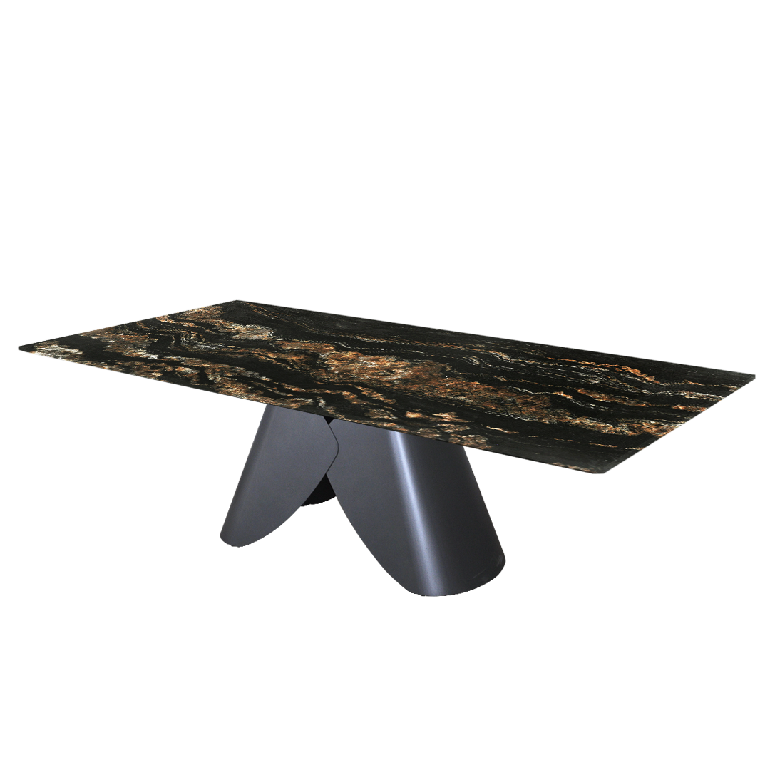 8ft Rectangular Black Taurus Natural Marble Dining Table