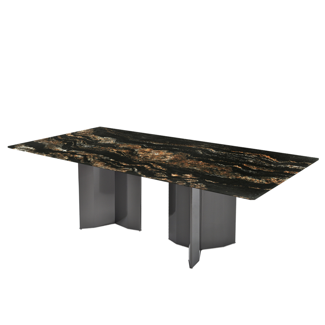 8ft Rectangular Black Taurus Natural Marble Dining Table
