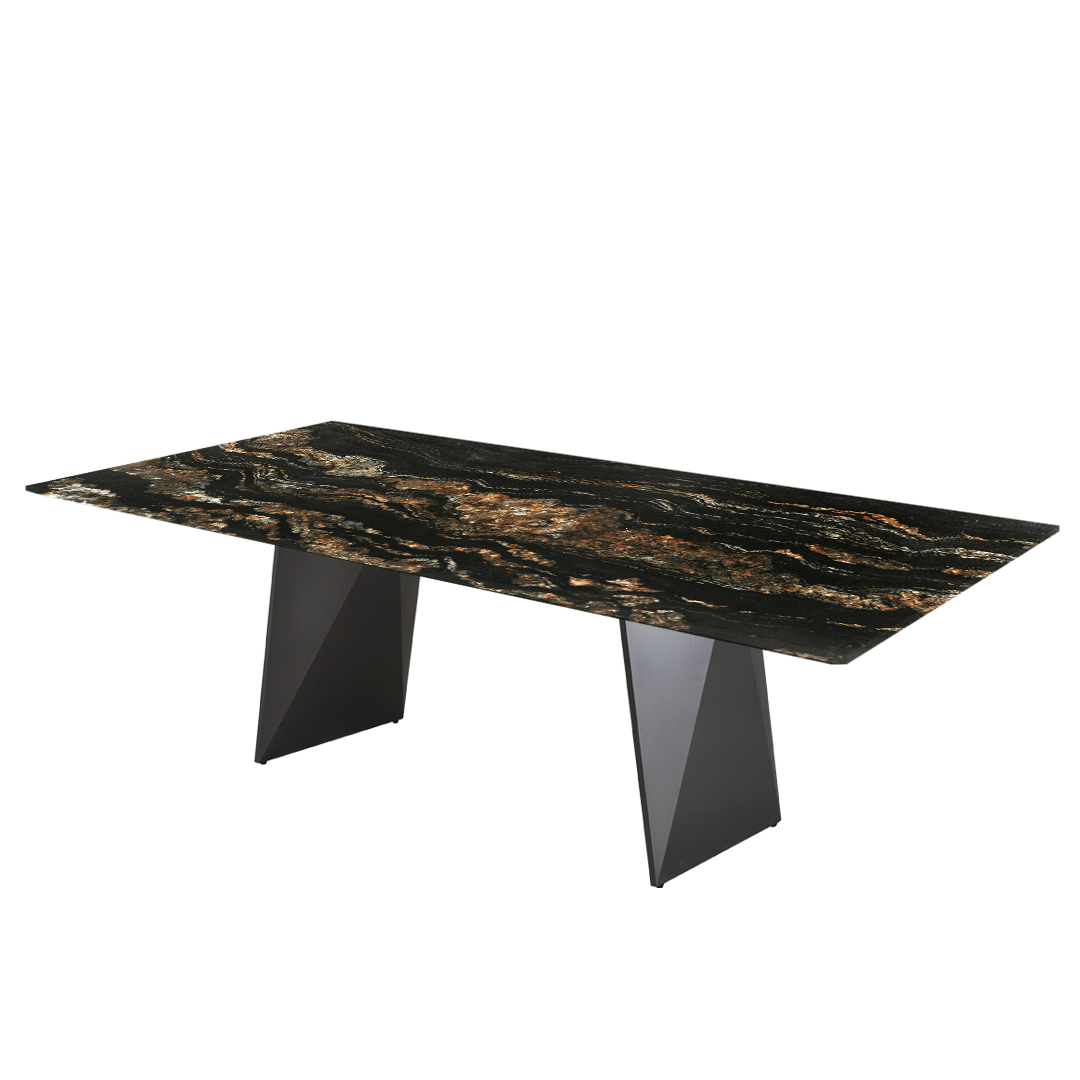 8ft Rectangular Black Taurus Natural Marble Dining Table