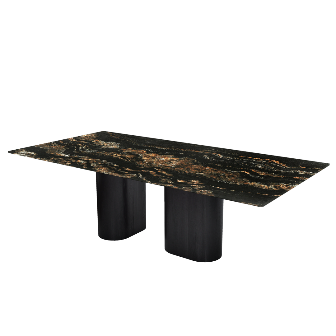 8ft Rectangular Black Taurus Natural Marble Dining Table
