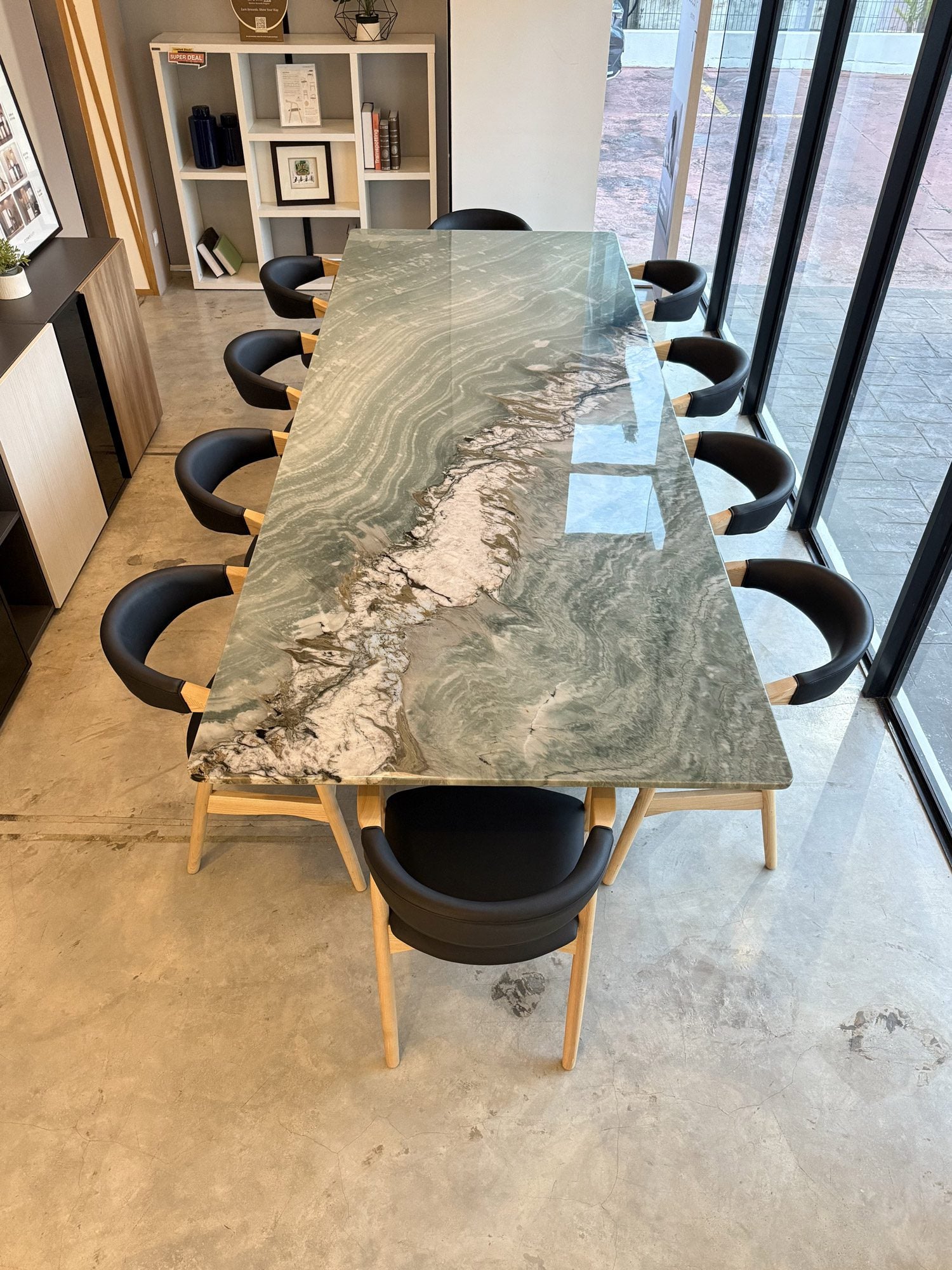 11ft Rectangular Maestro Green Quartzite Natural Marble Dining Table