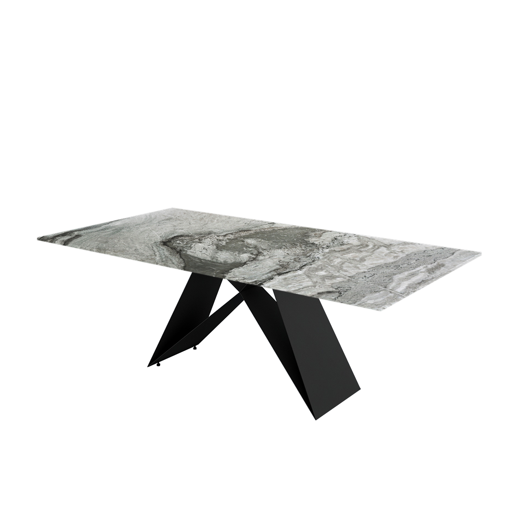 7ft Rectangular Forest Green Natural Marble Dining Table