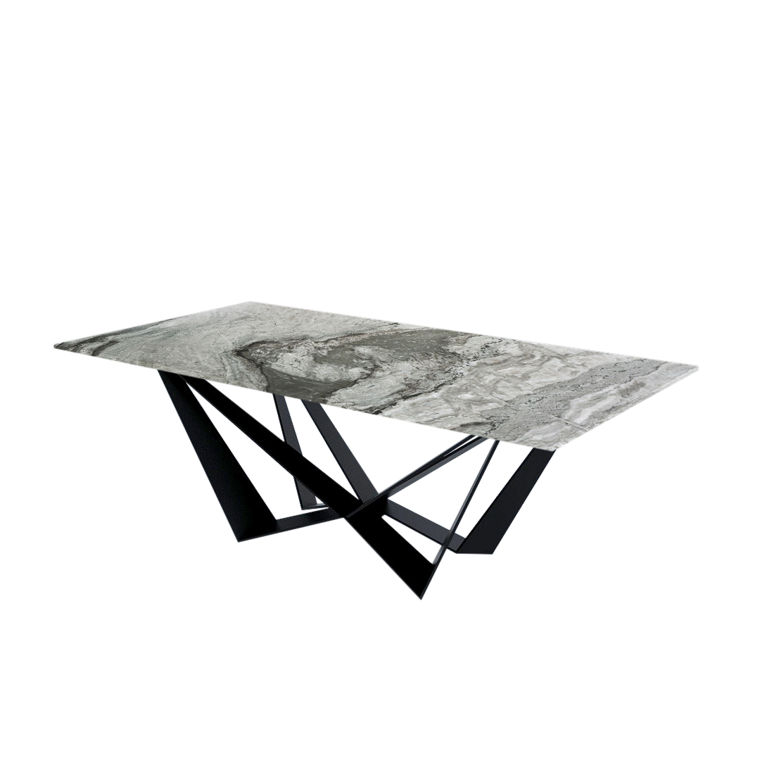 7ft Rectangular Forest Green Natural Marble Dining Table